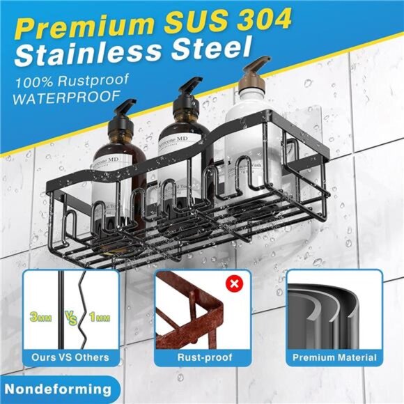 Shower Caddy 2 Pack,Adhesive Shower Organizer for Bathroom Storage&Home - Picture 6 of 16